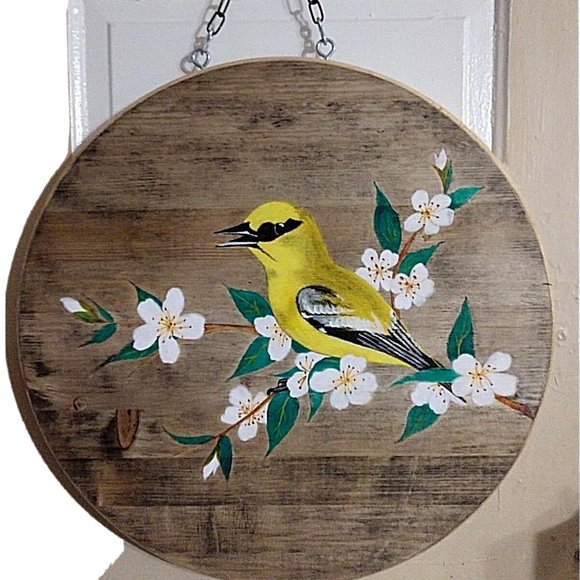 Wildlife Painting Original BLUE-WINGED WARBLER Bird on Solid Wood - Picture 8 of 8